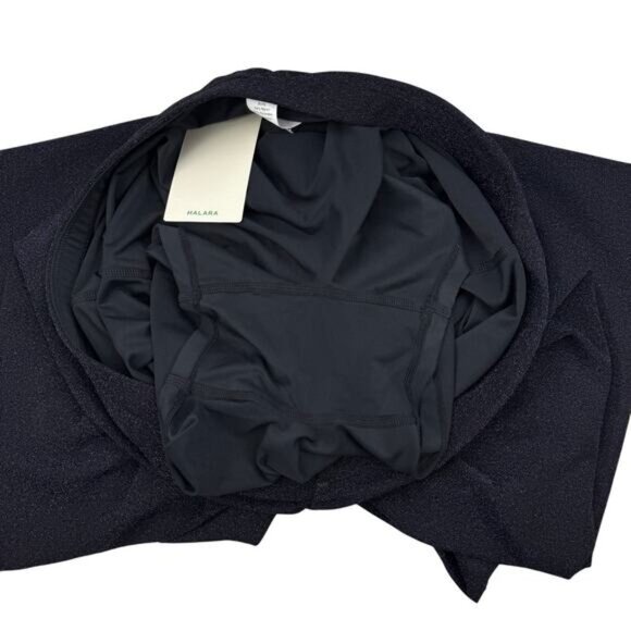 NWT HALARA Ruched Navy Blue Metallic Shimmering Tulip Skirt Size Large - Picture 4 of 6